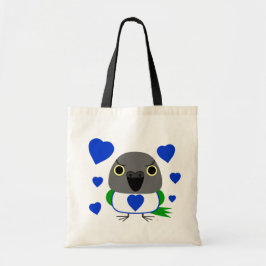 Lulu, de Senegal Parrot, met blauw hart Tote Bag