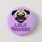 Lulu Smoosh Pug Cartoon Pin Ronde Button 5,7 Cm (Voorkant)