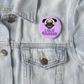Lulu Smoosh Pug Cartoon Pin Ronde Button 5,7 Cm (In situ)