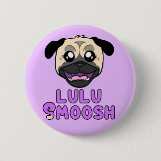 Lulu Smoosh Pug Cartoon Pin Ronde Button 5,7 Cm