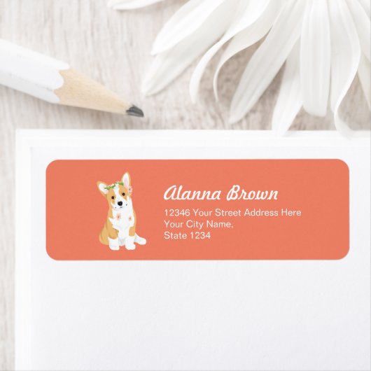 LuluBelle De  Corgi met Bloemkroon Etiket (Insitu)