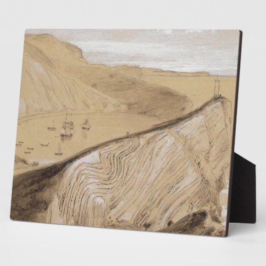 Lulworth Cove (m/c, gouache en grafiet op beige Fotoplaat (Zijkant)