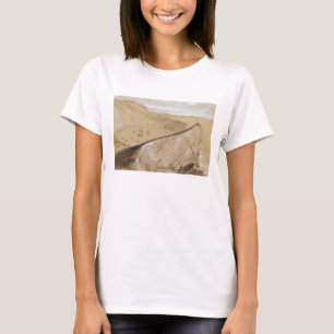 Lulworth Cove (m/c, gouache en grafiet op beige T-shirt