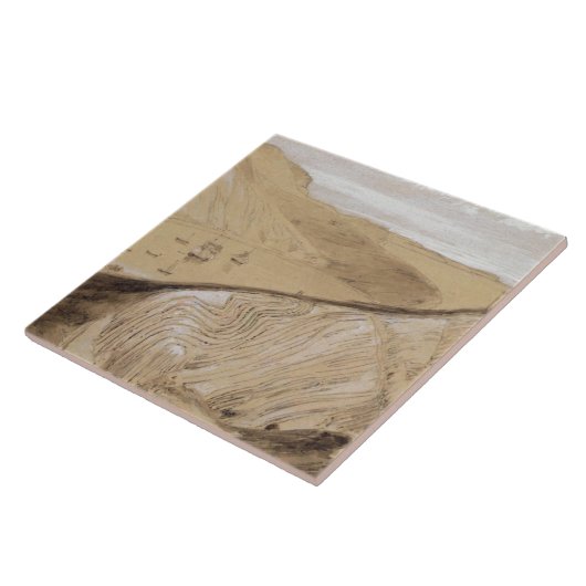 Lulworth Cove (m/c, gouache en grafiet op beige Tegeltje (Zijkant)