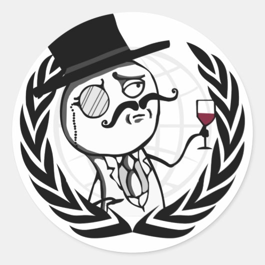 LulzSec Anonymous Logo Ronde Sticker (Voorkant)
