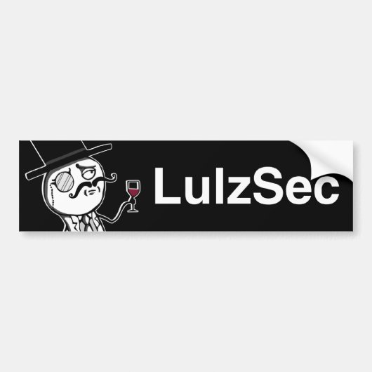 LulzSec Bumpersticker Black Monocle Man (Voorkant)