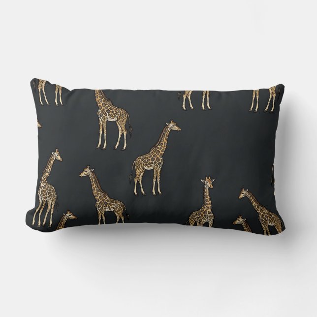 Lumbar Boho Chic Giraffe Kussen Charcoal Home Acce (Voorkant)