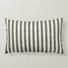 Lumbar FarmHouse-Black-Ticking-Outdoor-Indoor M L Kussen