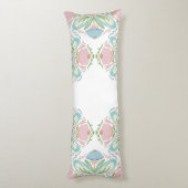 Lumbar Kussen Blauw Roze Groen Bloemen Abstract (Achterkant (Verticaal))