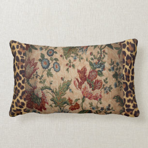 Lumbar Pillow in luipaard en bloemweefsel Kussen