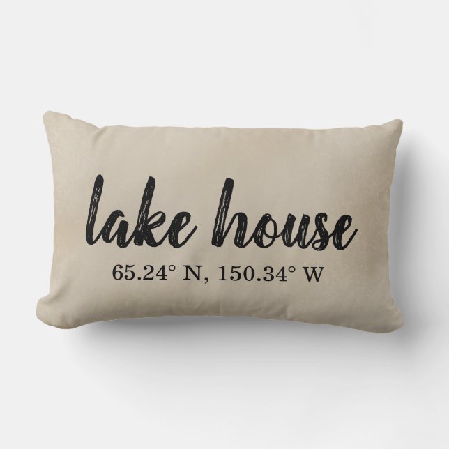 Lumbar Pillow Lake House Custom Coordinates Kussen (Voorkant)