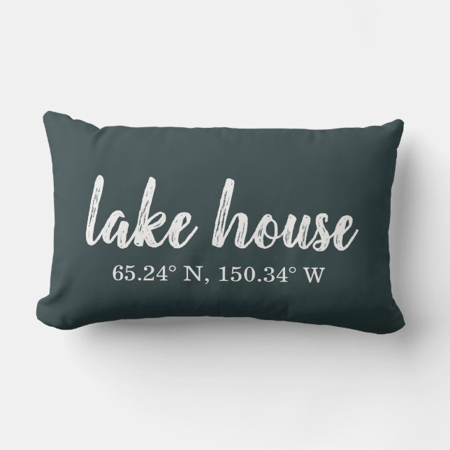 Lumbar Pillow Lake House Custom Coordinates Kussen (Voorkant)