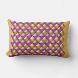 Lumbar Pillow - Magenta en Gold 3-D Diamonds Kussen