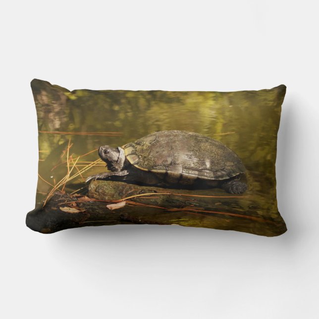 Lumbar Pillow - Turtle on Log-in Pond Kussen (Voorkant)
