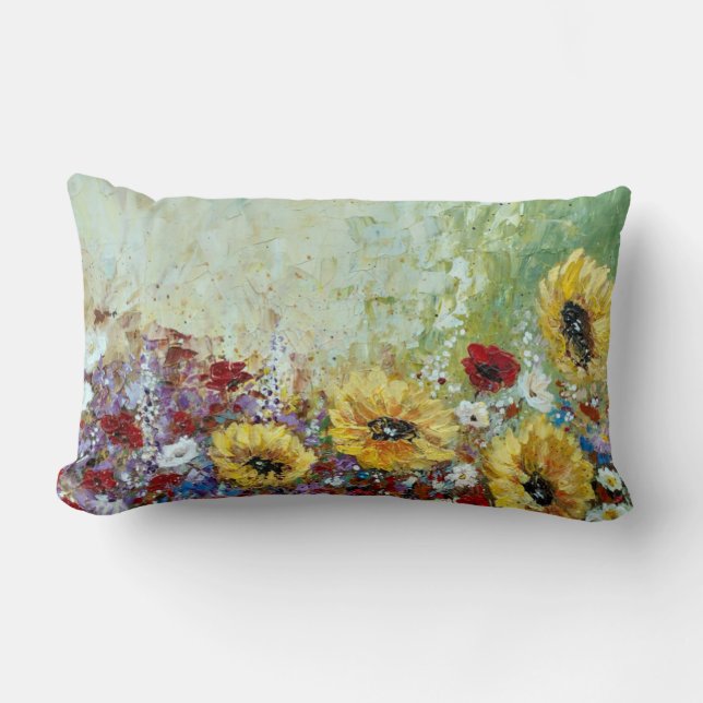 Lumbar Pillow-zonnebloemen Kussen (Voorkant)
