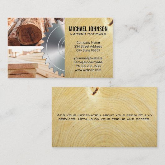 Lumber | Borden | Houtkorrels | Zauw Visitekaartje (Voorkant / Achterkant)