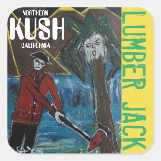 LUMBER JACK KUSH VIERKANTE STICKER (Voorkant)