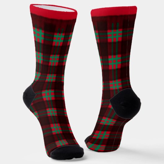 Lumber Jack Red and Green Plaid Pattern Squares Sokken (Gebogen)
