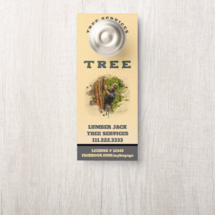 *~* Lumber Jack TREE Services QR Gele Deur Deurhanger