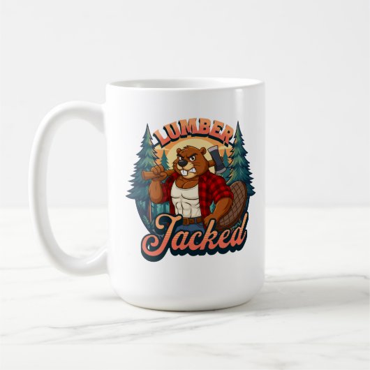 Lumber Jacked Beaver Funny Lumberjack Pun Design Koffiemok (Links)