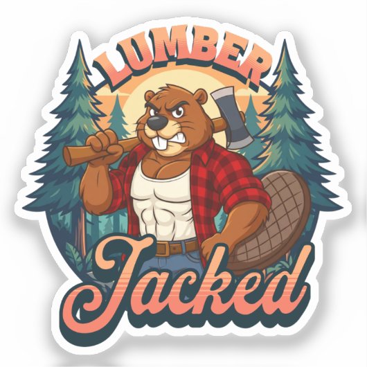 Lumber Jacked Beaver Funny Lumberjack Pun Design Sticker (Voorkant)