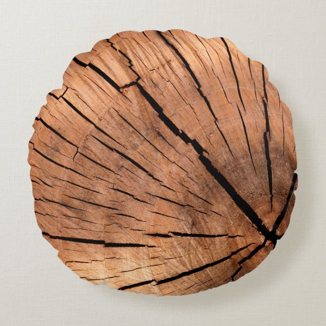 Lumber log wood tree cross section rond kussen (Voorkant)