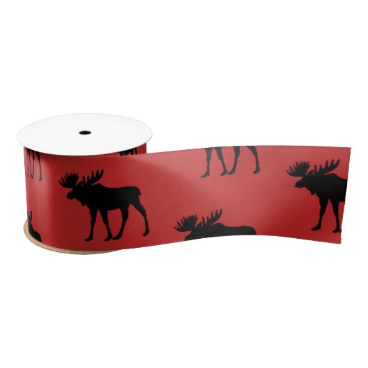 Lumber Moose Silhouette Antler Deer Animal Hunting Satijnen Lint (Spoel)
