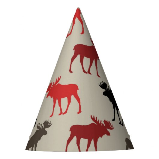 Lumber Red Black Grey Silhouette Antler Deer Feesthoedjes (Voorkant)