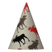 Lumber Red Black Grey Silhouette Antler Deer Feesthoedjes (Links)