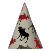 Lumber Red Black Grey Silhouette Antler Deer Feesthoedjes (Rechts)