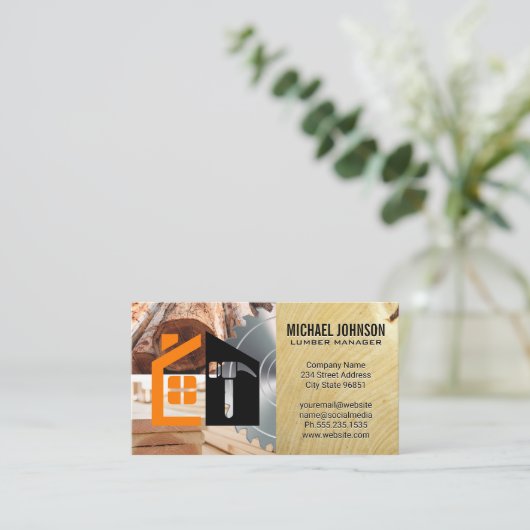 Lumber Saw | Builder Logo Visitekaartje (Staand voorkant)