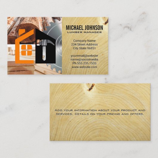Lumber Saw | Builder Logo Visitekaartje (Voorkant / Achterkant)