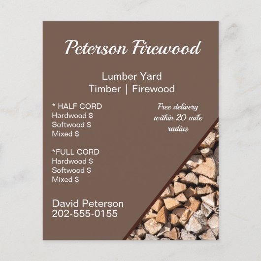 Lumber Timber Yard Firewood Business Flyer (Voorkant)