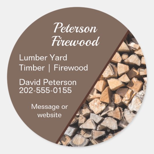 Lumber Timber Yard Firewood Business Ronde Sticker (Voorkant)