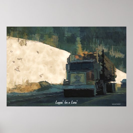 Lumbering Logging Truck Transport Art Poster (Voorkant)
