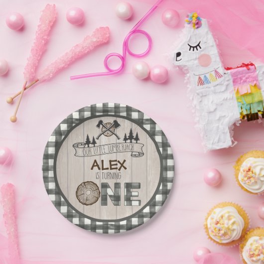 Lumberjack 1e Verjaardag Papier Bord - Assen Wit (Feest)
