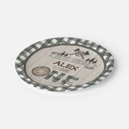 Lumberjack 1e Verjaardag Papier Bord - Assen Wit (Gekanteld)