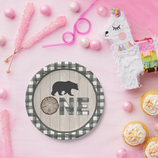 Lumberjack 1e Verjaardag Papier Bord - Beer ONE WH (Feest)