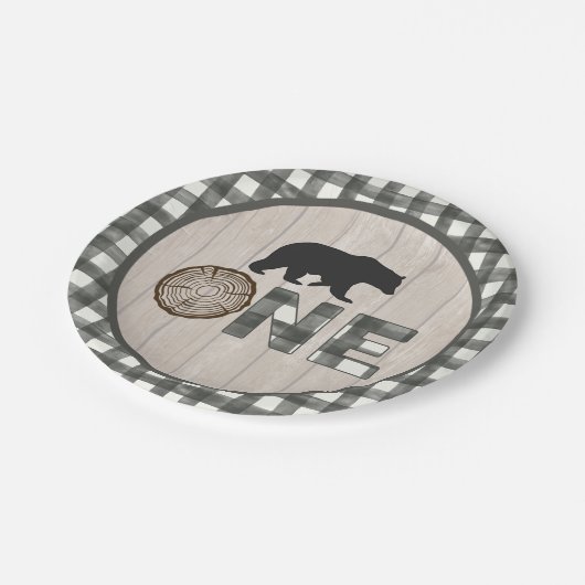 Lumberjack 1e Verjaardag Papier Bord - Beer ONE WH (Gekanteld)