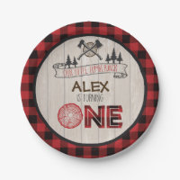 Lumberjack 1e Verjaardag Papier Bord - Bijlen Rood