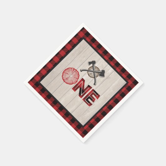 Lumberjack 1e verjaardag servet - Assen Red ONE (Hoek)