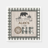 Lumberjack 1e Verjaardag Servet - Beer Wit (Voorkant)