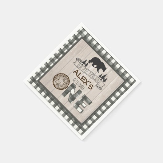 Lumberjack 1e Verjaardag Servet - Beer Wit (Hoek)