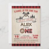 Lumberjack 1e verjaardag uitnodiging - rood (Voorkant)