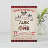 Lumberjack 1e verjaardag uitnodiging - rood (Staand voorkant)