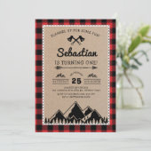 Lumberjack 1e verjaardag Woodland Adventure Party Kaart (Staand voorkant)