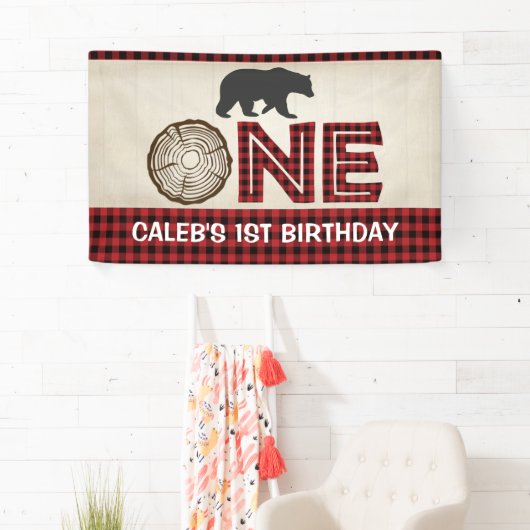 Lumberjack 1st Birthday Banner - Beer (Insitu)