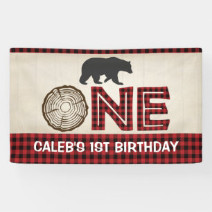 Lumberjack 1st Birthday Banner - Beer