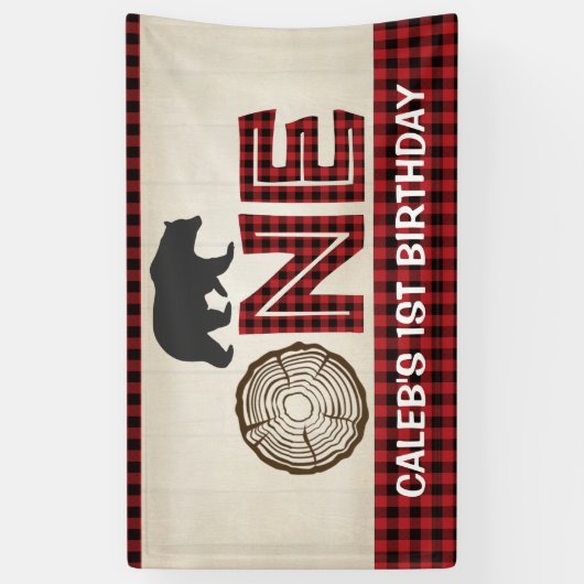 Lumberjack 1st Birthday Banner - Beer (Verticaal)