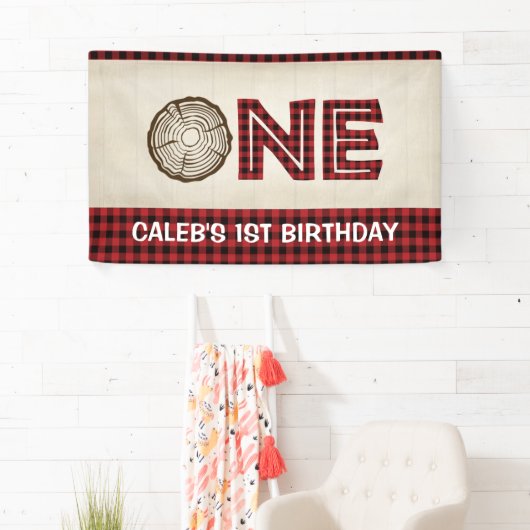 Lumberjack 1st Birthday Banner - ÉÉN (Insitu)